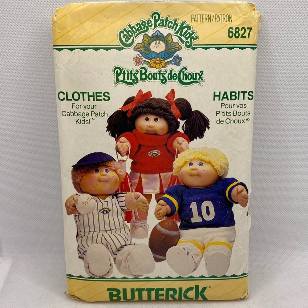 Cabbage Patch Kids 6827 Butterick Sewing Pattern for Doll Clothes 1984